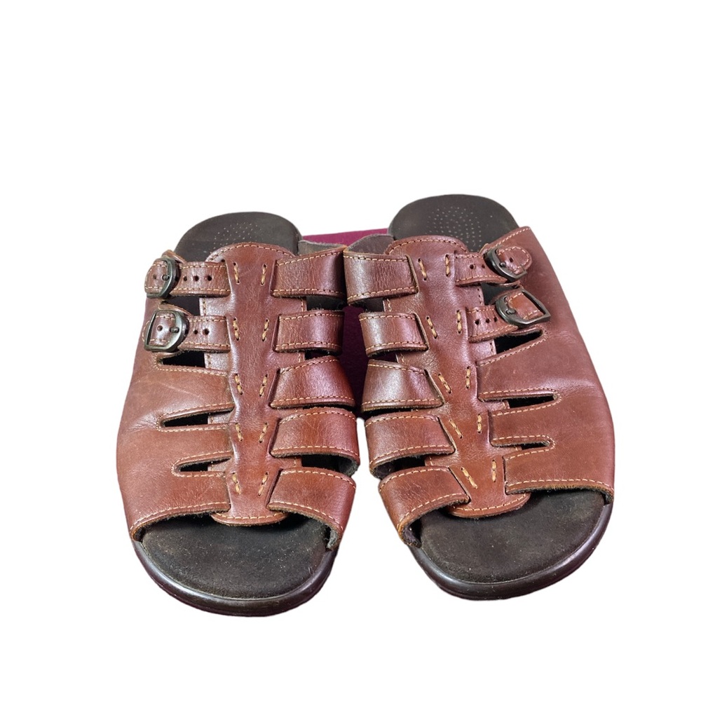 SAS Tripad Comfort Chestnut Brown Leather Slides Shoes Sandals Wide Width 9W